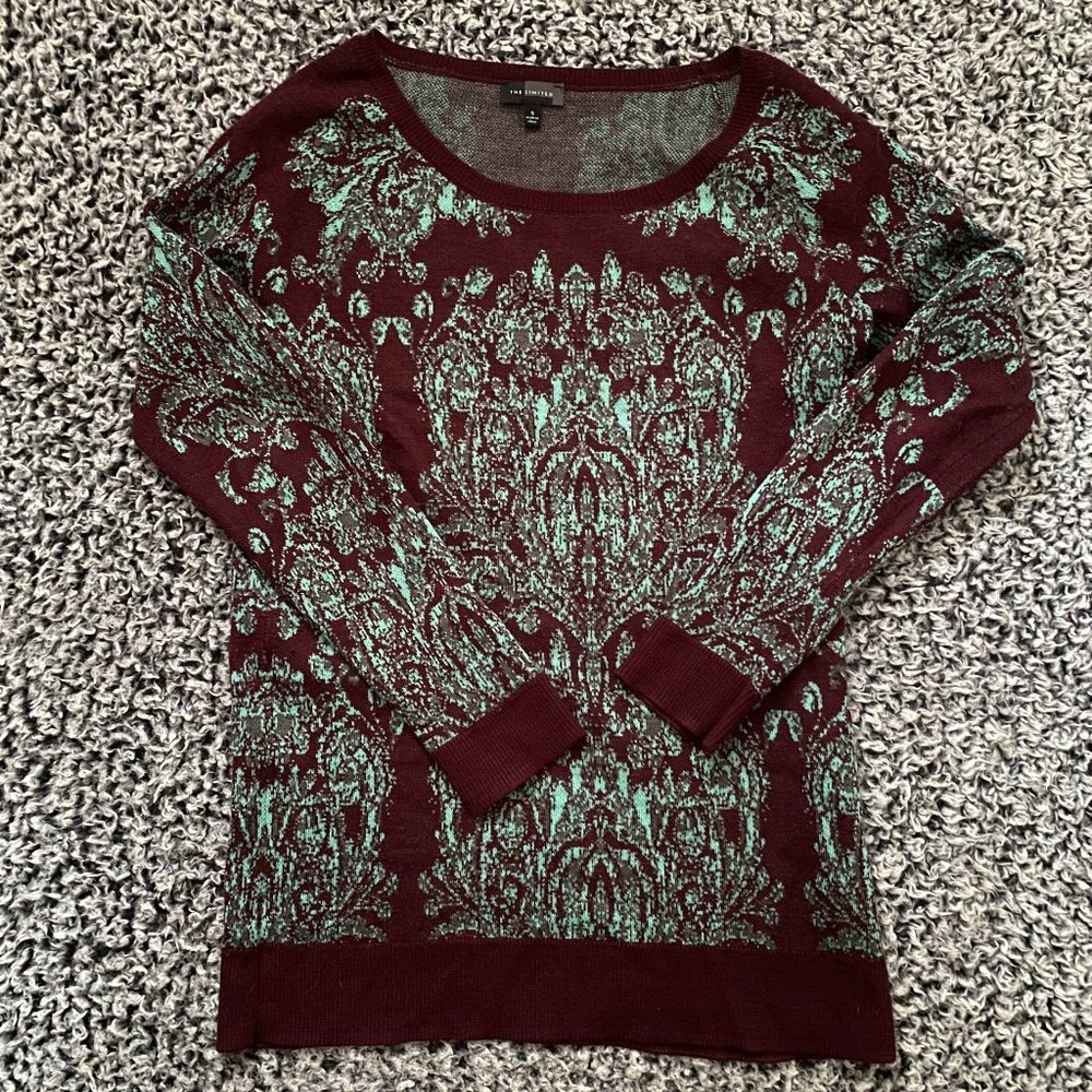 The Limited Maroon and Teal Sweater Small